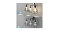 Slickblue 3-Light Industrial Bathroom Vanity Cage Light Vintage Wall Lamp