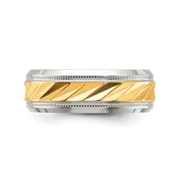 Chisel Stainless Steel Yellow Ip-plated Grooved Center Band Ring