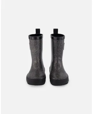 Girl Rain Boots Glittering Black