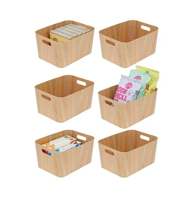 mDesign Wood Grain Paperboard Food Storage Bin Basket, Handles