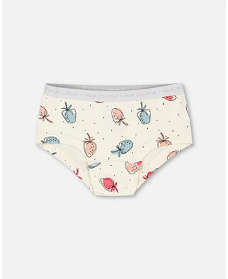 Girl Organic Cotton Boy short Pantie Off White Printed Strawberry - Toddler Child