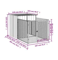 Dog House with Run Light Gray 43.3"x79.1"x43.3" Galvanized Steel