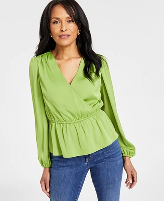 I.n.c. International Concepts Women's Long-Sleeve Peplum Top