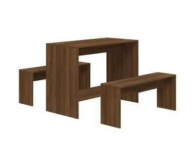 vidaXL 3 Piece Dining Set Brown Oak Engineered Wood