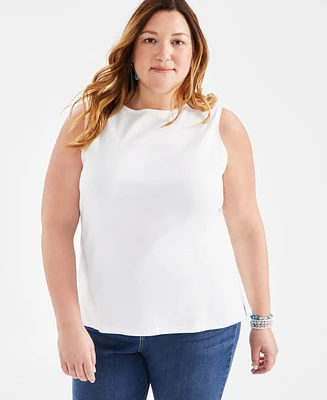 Style & Co Plus Boat-Neck Knit Tank Top, Created for Macy's
