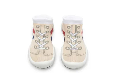 Komuello Infant Girl Boy Breathable Washable Non-Slip Sock Shoes Runner - Light Beige