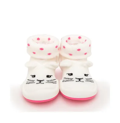 Komuello's Baby Girl First Walk Sock Shoes Pink Cats