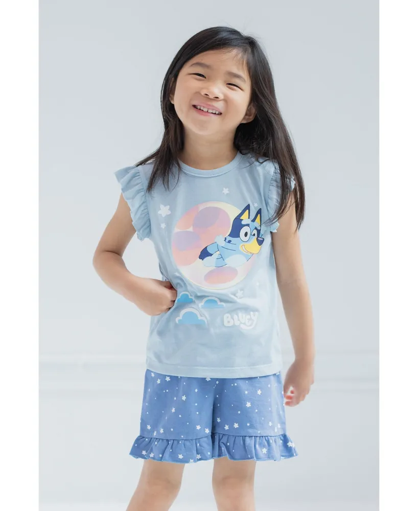 Bluey Girls T-Shirt and French Terry Shorts Outfit Set Toddler |Child