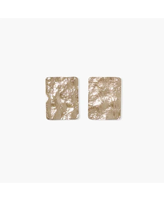 sanctuaire Hammered Rectangle Statement Stud Earrings Gold