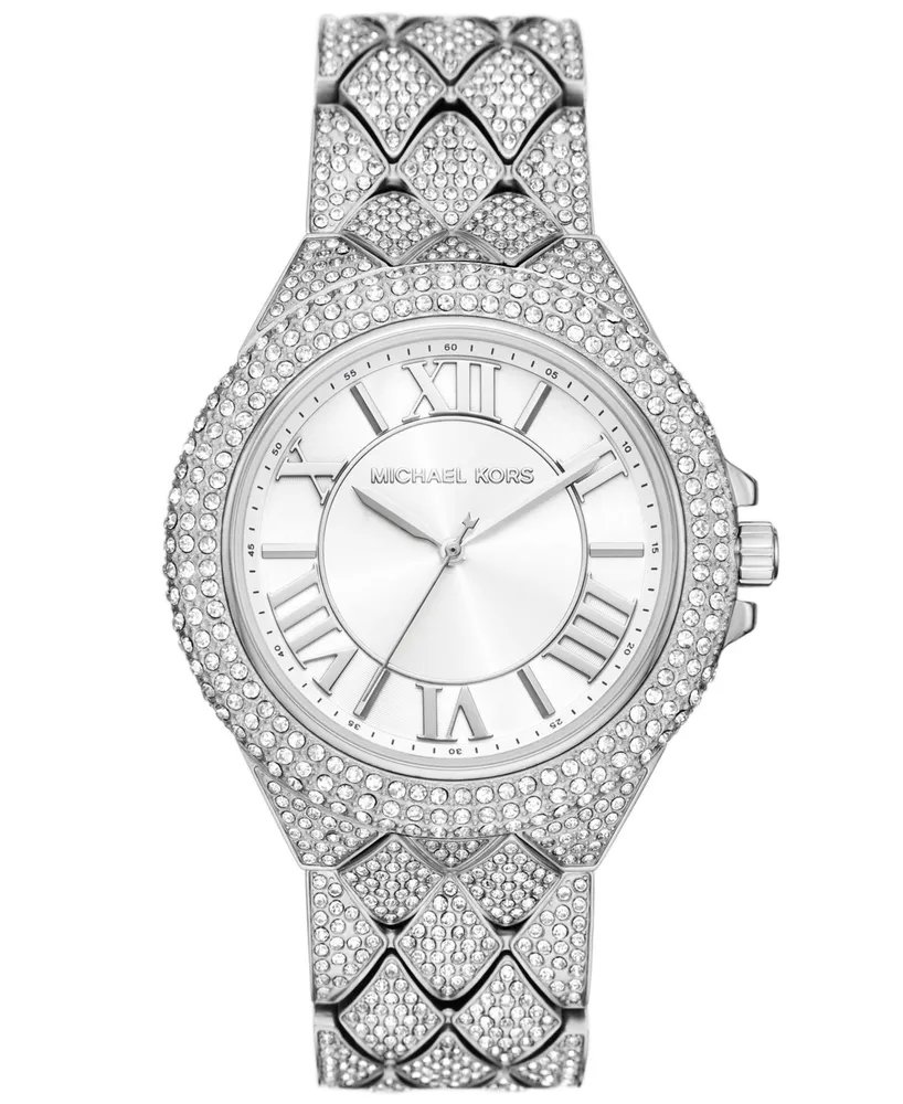 Michael Kors Women's Camille Three-Hand Silver-Tone Stainless Steel Watch 43mm - Silver