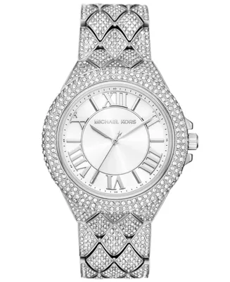 Michael Kors Women's Camille Three-Hand Silver-Tone Stainless Steel Watch 43mm - Silver