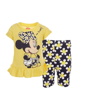 Disney Minnie Mouse Peplum T-Shirt and Bike Shorts Outfit Set Infant Girls