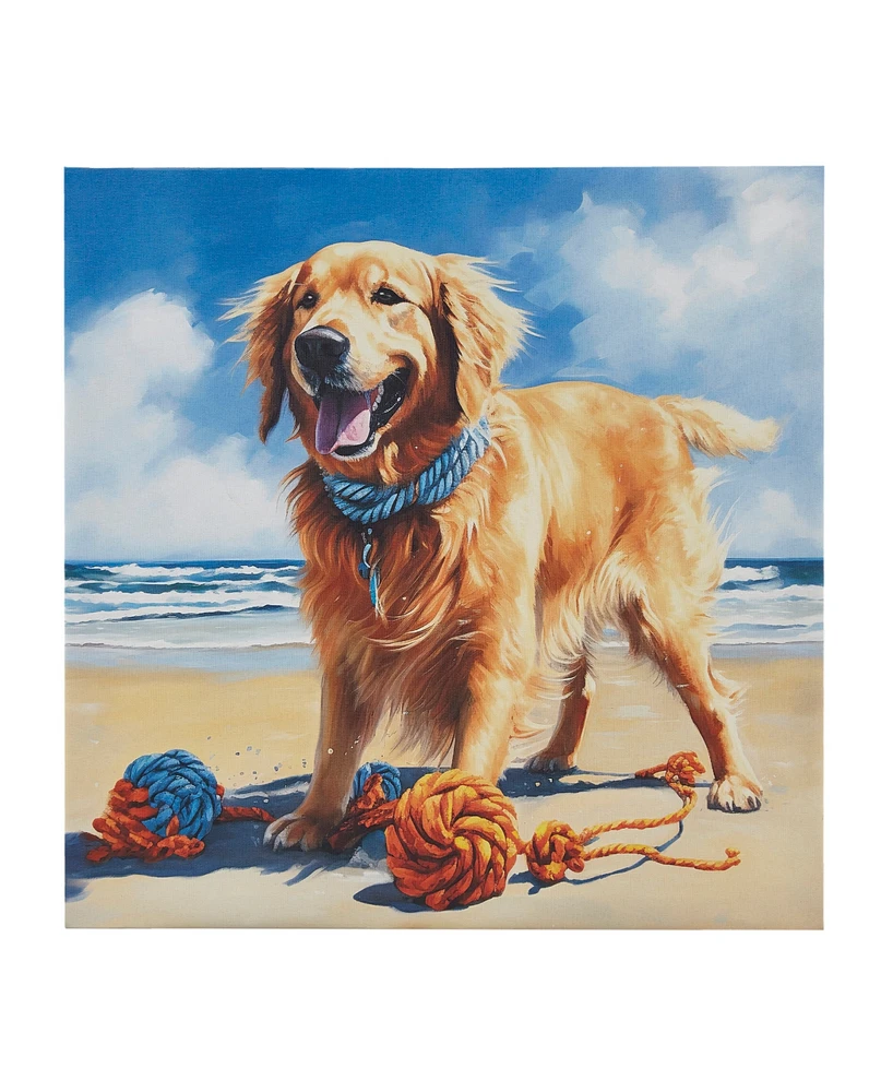 Madison Park Beach Dogs Golden Retriever Canvas Wall Art