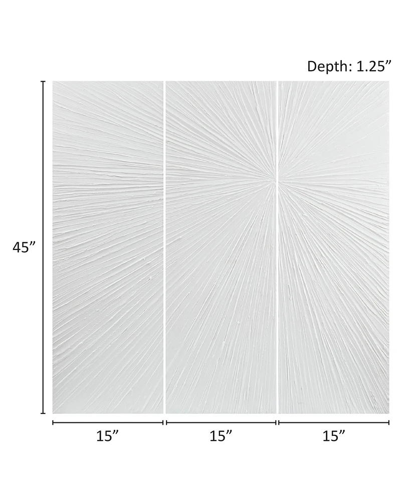Madison Park Signature Sunburst Hand Painted Triptych 3-Pc Dimensional Resin Wall Art Set