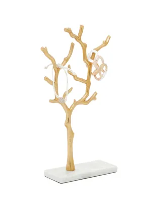 Rosemary Lane Real Marble Tree Jewelry Stand with Rectangular Base