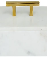 Rosemary Lane Real Marble Box with Gold-Tone Handle Set of 3 - 12", 10", 8" W