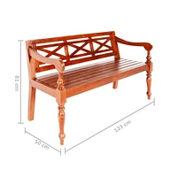 vidaXL Batavia Bench 48.4" Solid Mahogany Wood Dark Brown