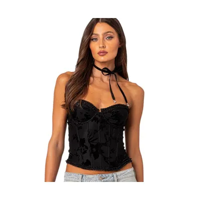 Women's Marnie velvet embroidered corset top