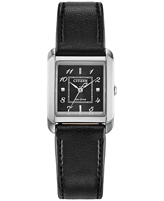 Citizen Eco-Drive Women's Bianca Black Leather Strap Watch 28mm