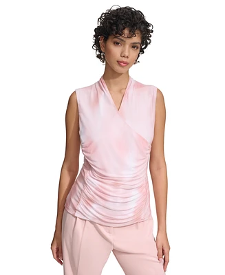 Calvin Klein Women's Sleeveless Faux Wrap Top