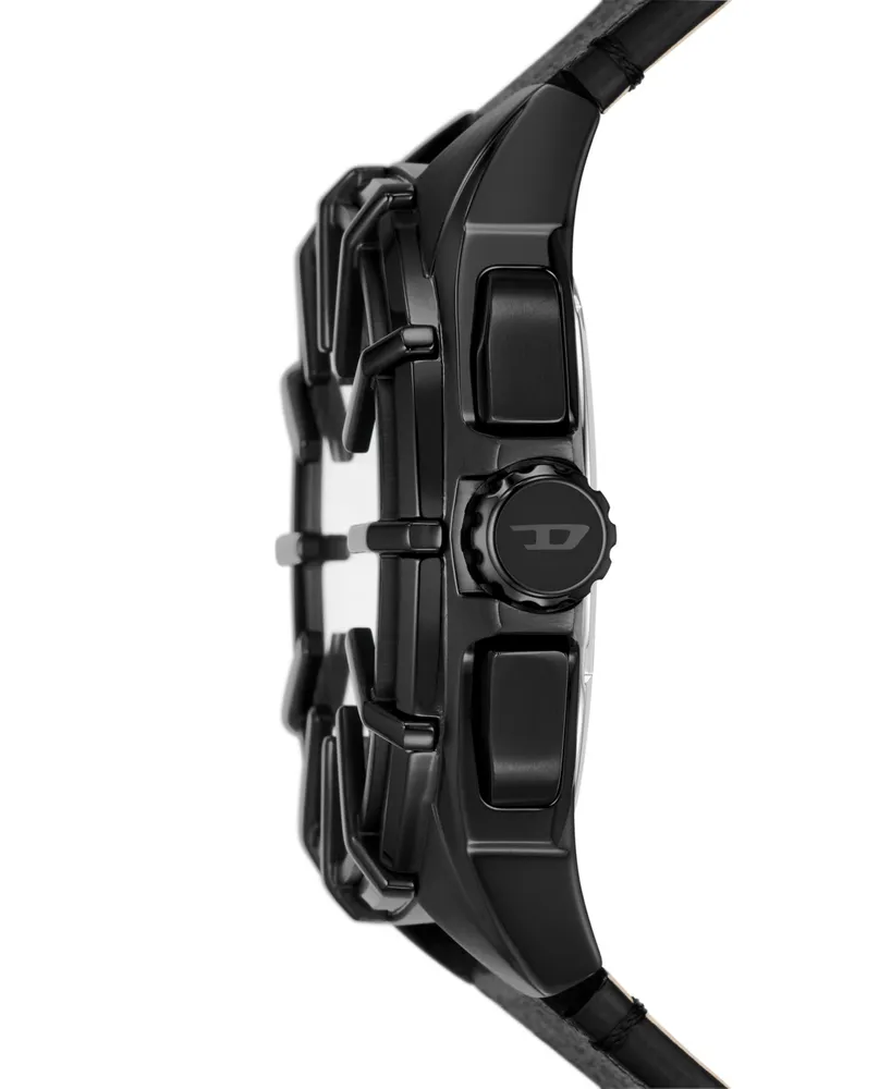 Diesel Men's Framed Chronograph Black Leather Watch 44mm