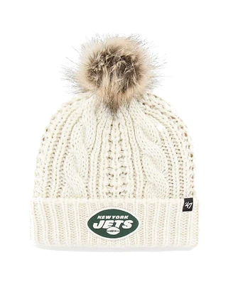 Women's '47 Brand Cream New York Jets Meeko Cuffed Knit Hat with Pom