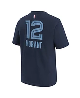 Big Boys Ja Morant Navy Memphis Grizzlies Icon Name and Number T-shirt