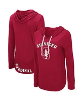 Women's Colosseum Cardinal Stanford My Lover Lightweight Hooded Long Sleeve T-shirt