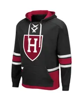 Men's Colosseum Black Harvard Crimson Lace Up 3.0 Pullover Hoodie