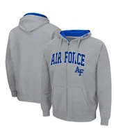 Men's Colosseum Heathered Gray Air Force Falcons Arch & Logo 3.0 Full-Zip Hoodie