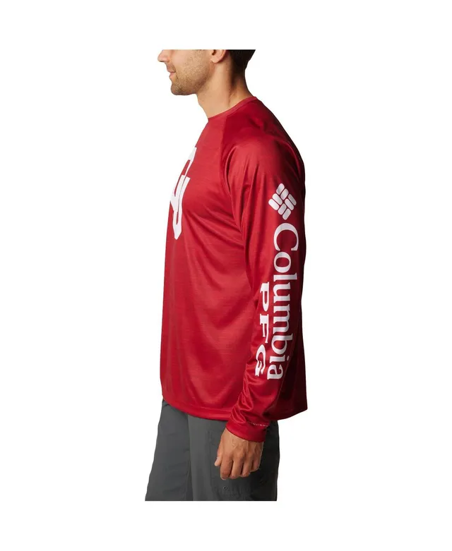 Men's Charcoal Oklahoma Sooners PFG Terminal Tackle Omni-Shade Long Sleeve  T-shirt