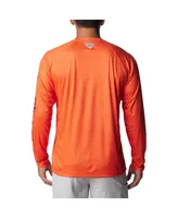 Men's Columbia Orange Oregon State Beavers Pfg Terminal Tackle Omni-Shade Raglan Long Sleeve T-shirt