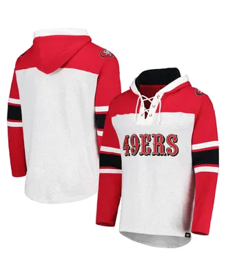 Men's '47 Brand San Francisco 49ers White Gridiron Lace-Up Pullover Hoodie