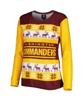 Women's Foco Burgundy Washington Commanders Holiday Ugly Pajama Set