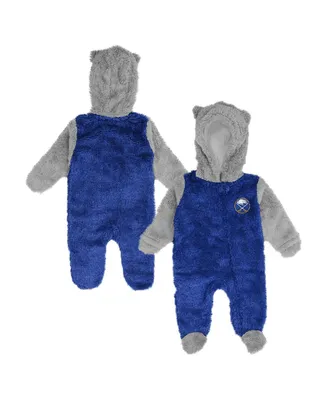 Newborn and Infant Boys and Girls Royal Buffalo Sabres Game Nap Teddy Fleece Bunting Full-Zip Sleeper