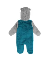 Newborn and Infant Boys Girls Teal San Jose Sharks Game Nap Teddy Fleece Bunting Full-Zip Sleeper