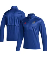 Men's adidas Royal Kansas Jayhawks Sideline Aeroready Raglan Sleeve Quarter-Zip Jacket