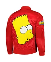 Men's Freeze Max Red The Simpsons Bart Simpson Satin Full-Snap Jacket