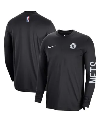 Men's and Women's Nike Black Brooklyn Nets 2023/24 Authentic Pregame Long Sleeve Shooting Shirt