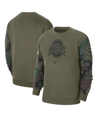 Men's Nike Olive Ohio State Buckeyes Military-Inspired Pack Club Pullover Sweatshirt