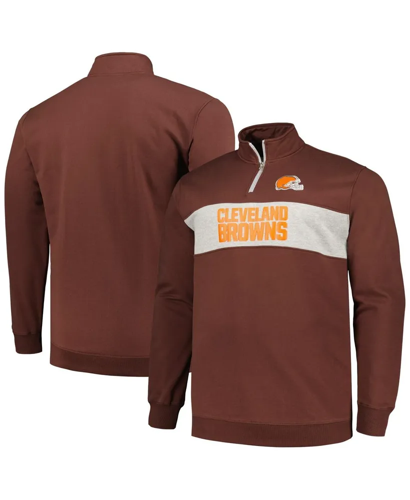 Men's Profile Brown Cleveland Browns Big and Tall Fleece Quarter-Zip Jacket