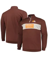 Men's Profile Brown Cleveland Browns Big and Tall Fleece Quarter-Zip Jacket