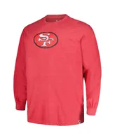 Men's Profile Heather Scarlet Distressed San Francisco 49ers Big and Tall Throwback Long Sleeve T-shirt