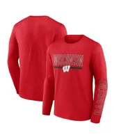 Men's Profile Red Wisconsin Badgers Big and Tall Two-Hit Graphic Long Sleeve T-shirt