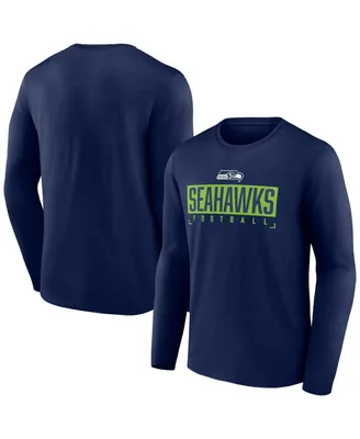 Men's Fanatics Navy Seattle Seahawks Big and Tall Wordmark Long Sleeve T-shirt