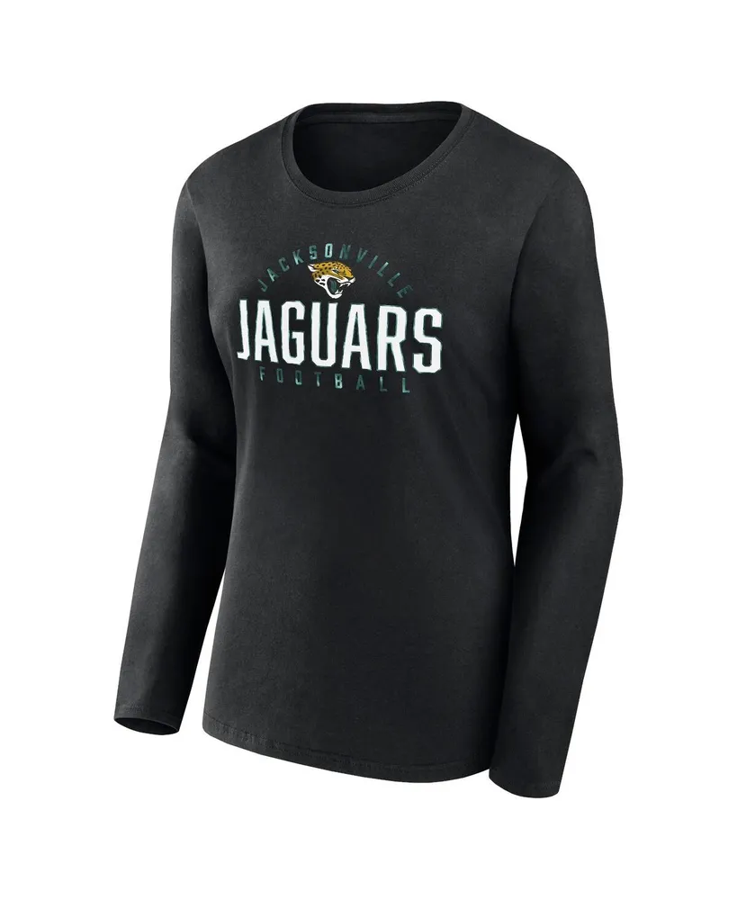 Women's Fanatics Black Jacksonville Jaguars Plus Size Foiled Play Long Sleeve T-shirt