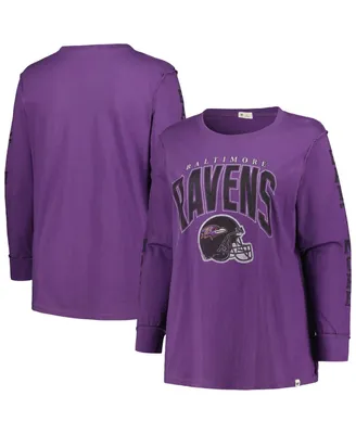 Women's '47 Brand Purple Baltimore Ravens Plus Honey Cat Soa Long Sleeve T-shirt
