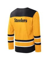 Men's Starter Gold Pittsburgh Steelers Cross-Check V-Neck Long Sleeve T-shirt