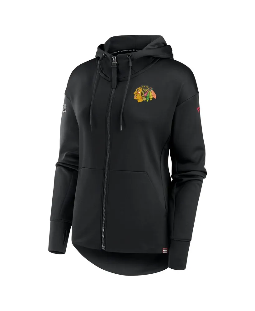 Women's Fanatics Black Chicago Blackhawks Authentic Pro Scuba Full-Zip Hoodie