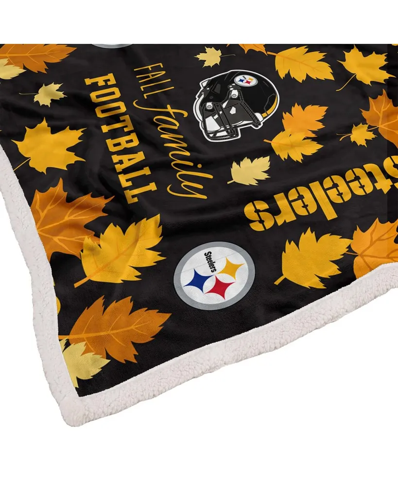 Pegasus Home Fashions Pittsburgh Steelers 60" x 70" Fall, Family and Football Flannel Fleece Sherpa Blanket